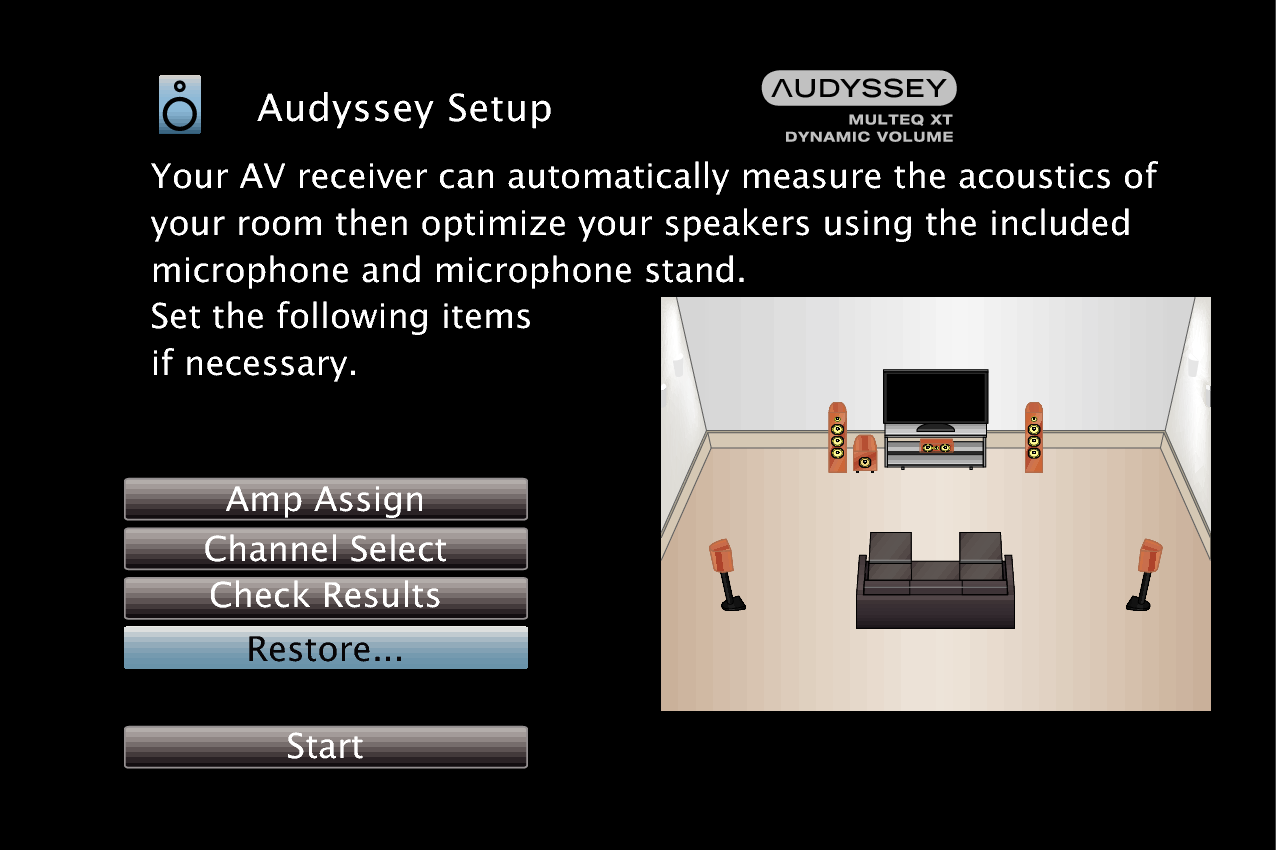 GUI AudysseySetup MultEQ XT Restore